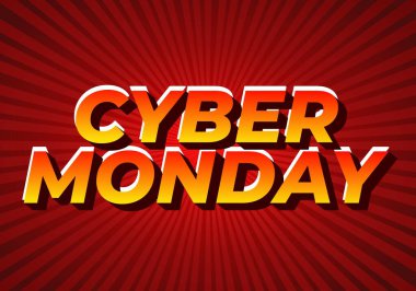 Siber pazartesi. 3 boyutlu metin efekti tasarımı sosyal medya reklamları için iyidir