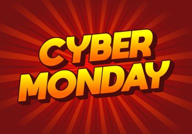 Siber pazartesi. 3 boyutlu metin efekti tasarımı sosyal medya reklamları için iyidir