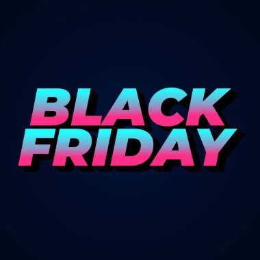 Kara Cuma. Sosyal medya reklamları için üç boyutlu tam renkli metin efekti tasarımı