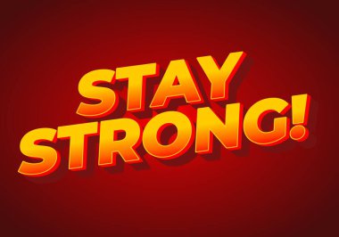 Güçlü ol. Dramatik 3D derinliğe sahip modern çizgi roman tasarımı. kırmızı ve sarı