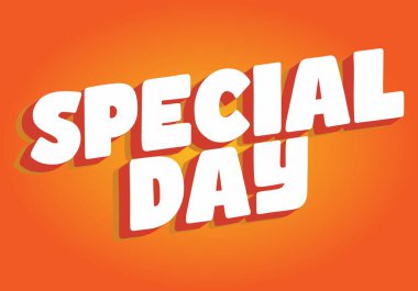 Özel bir gün. Şenlikli amaçlar için güçlü tipografi efektiyle göz alıcı tasarım. beyaz turuncu