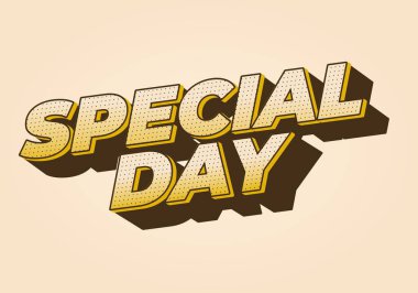 Özel bir gün. Şenlikli amaçlar için güçlü tipografi efektiyle göz alıcı tasarım. Retro kahverengi