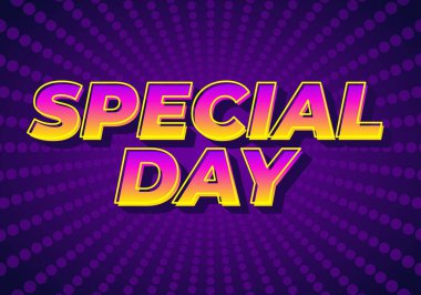 Özel bir gün. Şenlikli amaçlar için güçlü tipografi efektiyle göz alıcı tasarım. mor arkaplan