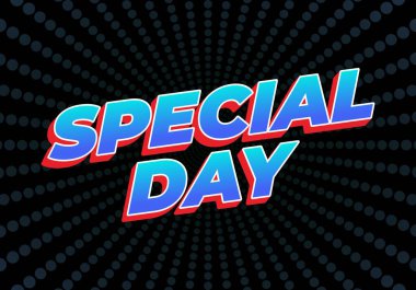 Özel bir gün. Festivalsel amaçlar için güçlü tipografi efektiyle göz alıcı tasarım