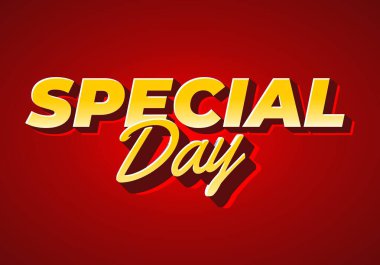Özel bir gün. Şenlikli amaçlar için güçlü tipografi efektiyle göz alıcı tasarım. Sarı ve kırmızı renk