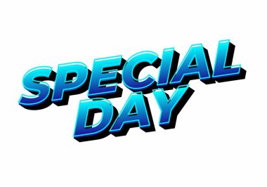 Özel bir gün. Şenlikli amaçlar için güçlü tipografi efektiyle göz alıcı tasarım. Mavi renkler