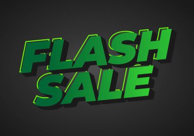 Koyu yeşil metin FLASH satışı okuyor ve koyu arkaplan üzerinde gölge etkisi var
