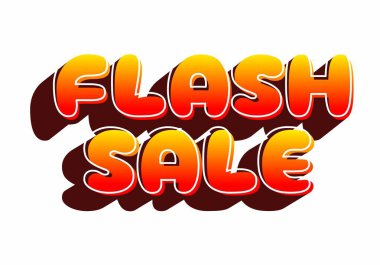 Renkli metin grafiği FLASH satışı kelimelerini koyu renkli, şakacı bir yazı tipiyle, sarıdan kırmızıya bir gradyanı ve gölge efektiyle