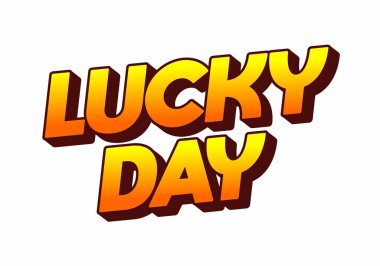 Canlı ve cesur bir grafik tasarımı. Turuncu ve sarı renkli grafiklerle dolu üç boyutlu bir yazı tipiyle Şanslı Gün..