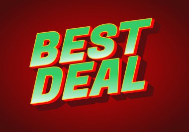 Koyu ve canlı metin grafiği En İyi Anlaşma kelimelerini kırmızı arkaplan ile üç boyutlu bir şekilde içeriyor