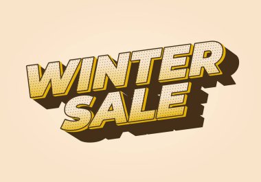 Retro tarzı metin grafikleri, koyu sarı harflerle, bej arka planda, derinlik için gölge etkisi içeren. Reklamlar için iyi