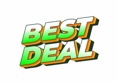 BEST DEAL metnini içeren canlı bir grafik tasarımı kalın, üç boyutlu harf Renklerin yeşilden turuncuya geçişi, promosyonlar veya reklamlar için uygun bir göz alıcı etki yaratır