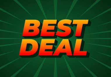 Canlı kırmızı ve turuncu renk şeması içinde en iyi anlaşma diyen cesur metin, yeşil bir arkaplan üzerinde ışıyan çizgiler ile ayarlanır