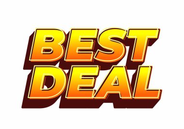 En iyi anlaşma kelimelerini içeren cesur metin grafiği. Canlı sarı ve turuncu bir gradyan. Promosyon malzemeleri için uygun bir gölge etkisi var.