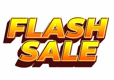 FLASH satışı kelimelerini içeren koyu ve canlı metin grafiği gölge efektli sarı ve turuncu eğimli, promosyon materyalleri için ideal
