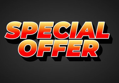 Koyu bir arkaplan üzerinde kırmızı ve sarı renkli özel teklif kelimelerini içeren cesur metin grafiği.