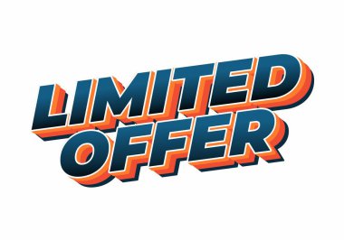 Promosyon materyalleri için uygun, 3B stili metin Limited Offer 'ı içeren cesur ve renkli bir grafik tasarımı.