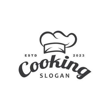 Şef logo şefi şapka pişirme ve catering logosu vektör tasarımı