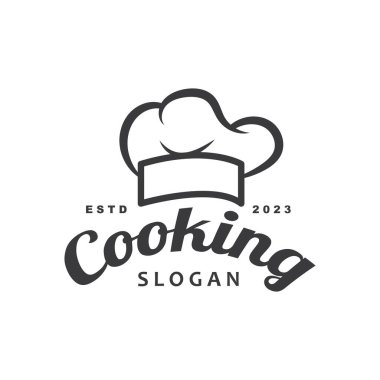 Şef logo şefi şapka pişirme ve catering logosu vektör tasarımı