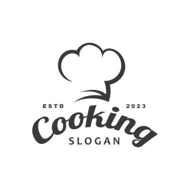 Şef logo şefi şapka pişirme ve catering logosu vektör tasarımı