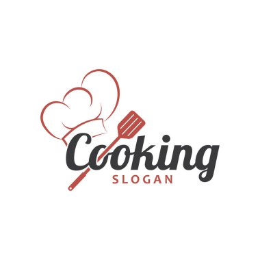 Şef logo şefi şapka pişirme ve catering logosu vektör tasarımı