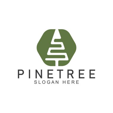 Çam ağacı logosu her zaman yeşildir. Çam ormanı maceracıları için doğa rozetleri ve iş yerleri.