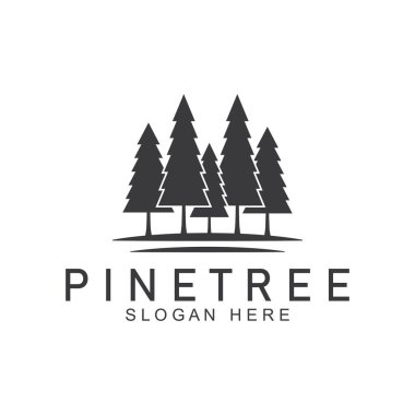 Çam ağacı logosu her zaman yeşildir. Çam ormanı maceracıları için doğa rozetleri ve iş yerleri.