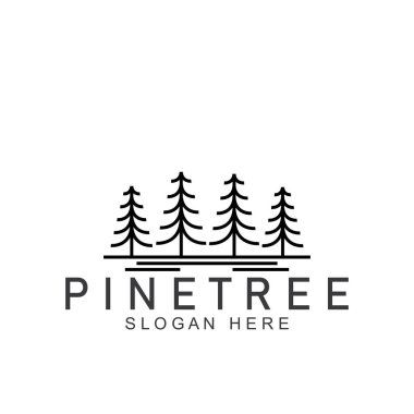 Çam ağacı logosu her zaman yeşildir. Çam ormanı maceracıları için doğa rozetleri ve iş yerleri.