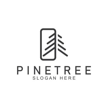 Çam ağacı logosu her zaman yeşildir. Çam ormanı maceracıları için doğa rozetleri ve iş yerleri.