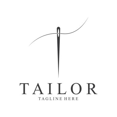 Terzi Logosu İğne İplik Vektörü Tasarım vintage logosu