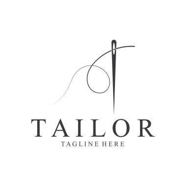 Terzi Logosu İğne İplik Vektörü Tasarım vintage logosu