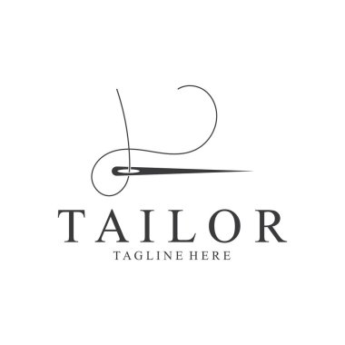 Terzi Logosu İğne İplik Vektörü Tasarım vintage logosu