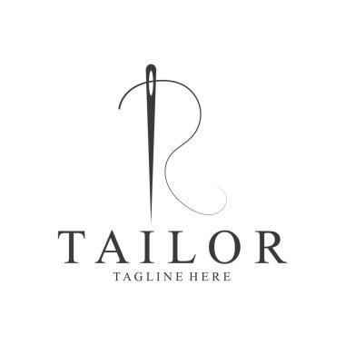 Terzi Logosu İğne İplik Vektörü Tasarım vintage logosu