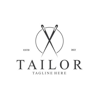 Terzi Logosu İğne İplik Vektörü Tasarım vintage logosu