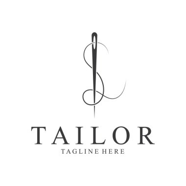 Terzi Logosu İğne İplik Vektörü Tasarım vintage logosu