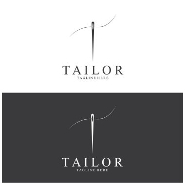 Terzi Logosu İğne İplik Vektörü Tasarım vintage logosu