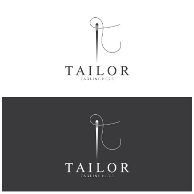 Terzi Logosu İğne İplik Vektörü Tasarım vintage logosu