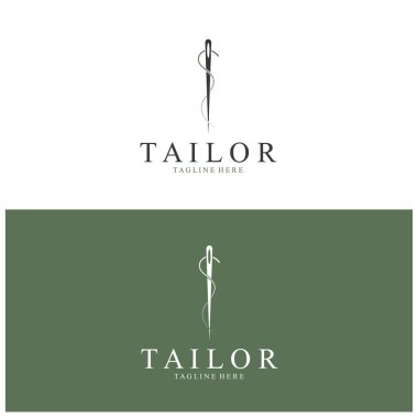 Terzi Logosu İğne İplik Vektörü Tasarım vintage logosu