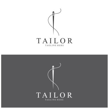 Terzi Logosu İğne İplik Vektörü Tasarım vintage logosu