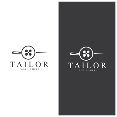 Terzi Logosu İğne İplik Vektörü Tasarım vintage logosu