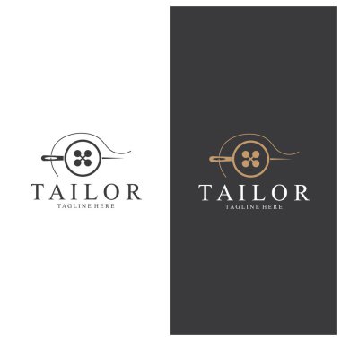 Terzi Logosu İğne İplik Vektörü Tasarım vintage logosu