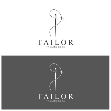 Terzi Logosu İğne İplik Vektörü Tasarım vintage logosu