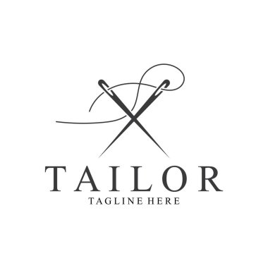 Terzi Logosu İğne İplik Vektörü Tasarım vintage logosu