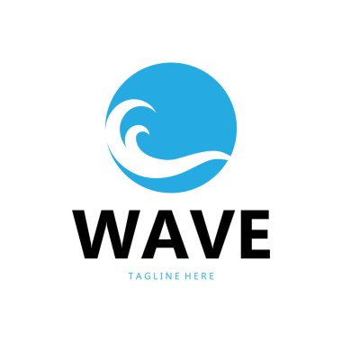 Su dalgası logosu, plaj dalgaları, deniz, vektör tasarımı