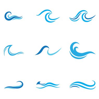 Su dalgası logosu, plaj dalgaları, deniz, vektör tasarımı