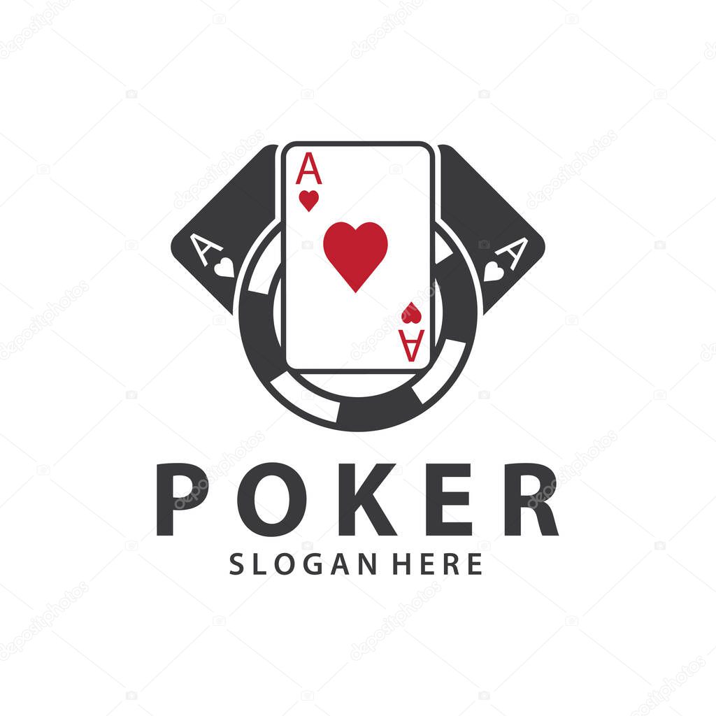 Poker Card Logo Vector Gambling Game Design Simple Symbol Template Vector Design