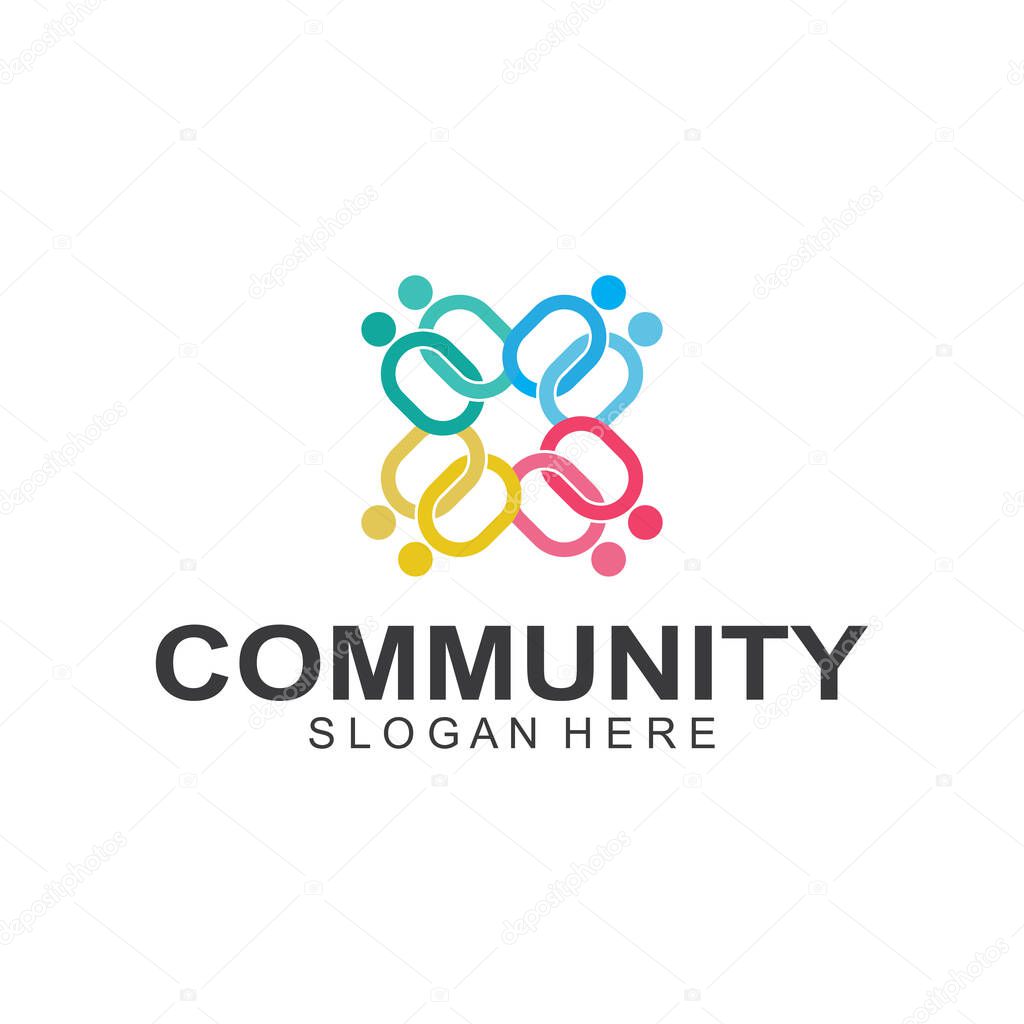 Community logos  people check. Logos for teams or groups  and companies  vector design