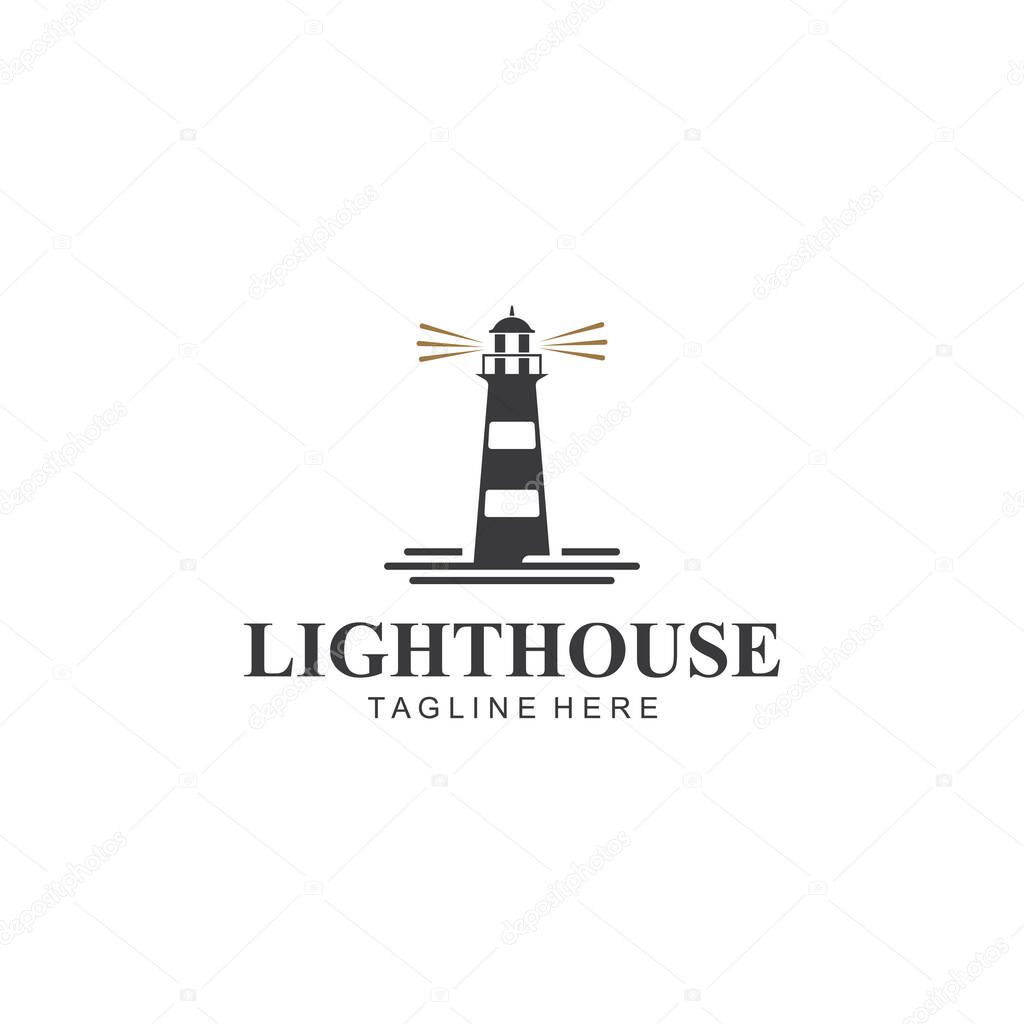 Lighthouse logo design vector illustration template