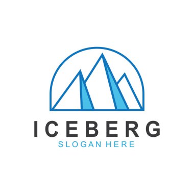 Iceberg logosu Antarktika Soğuk Dağ Logosu Tasarımı mavi renkli basit tasarım  