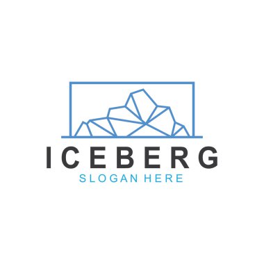 Iceberg logosu Antarktika Soğuk Dağ Logosu Tasarımı mavi renkli basit tasarım  